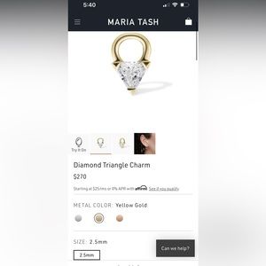 Maria Tash Diamond Triangle Charm